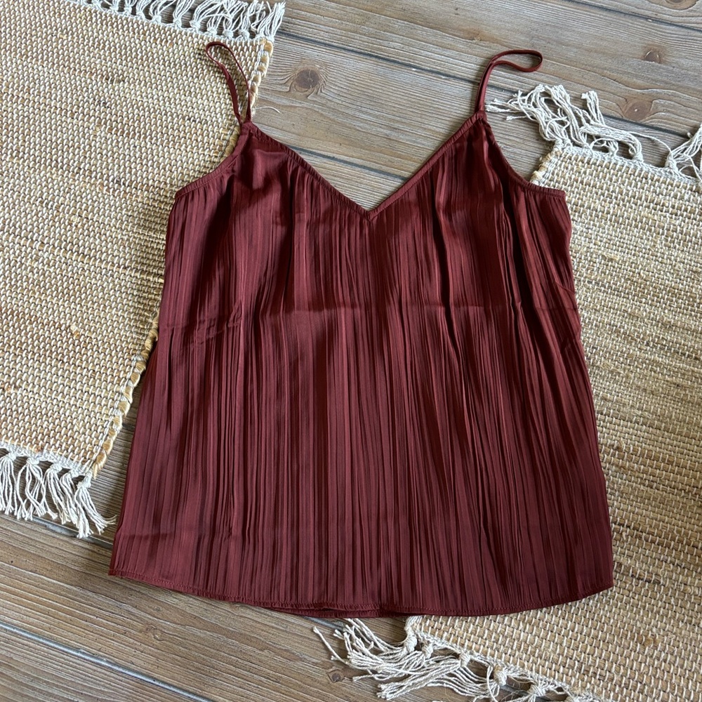 The Gap Burnt Orange Pleated Strappy Top